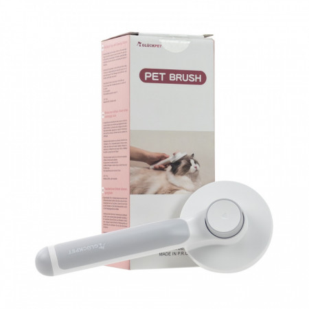 Cepillo para Gatos Redondo Autolimpiable Antienredos con Botón de Liberación Gris Glückpet Accesorios para Gatos y Perros 1