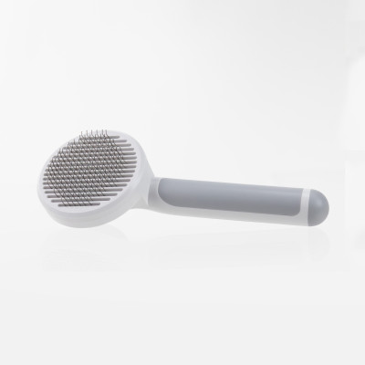 Cepillo para Gatos Redondo Autolimpiable Antienredos con Botón de Liberación Gris Glückpet Accesorios para Gatos y Perros 3