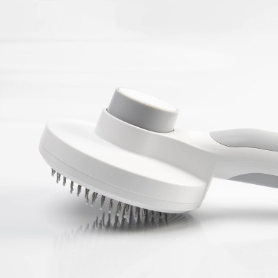 Cepillo para Gatos Redondo Autolimpiable Antienredos con Botón de Liberación Gris Glückpet Accesorios para Gatos y Perros 4