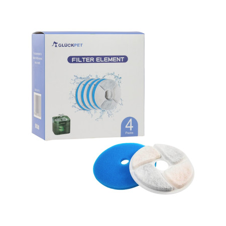 Filtros para Fuentes de Gatos Triple Capa Carbón Activo Resina y Agodón 4 Unidades Glückpet Comederos y Bebederos 1