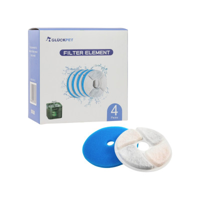 Filtros para Fuentes de Gatos Triple Capa Carbón Activo Resina y Agodón 4 Unidades Glückpet Comederos y Bebederos 1