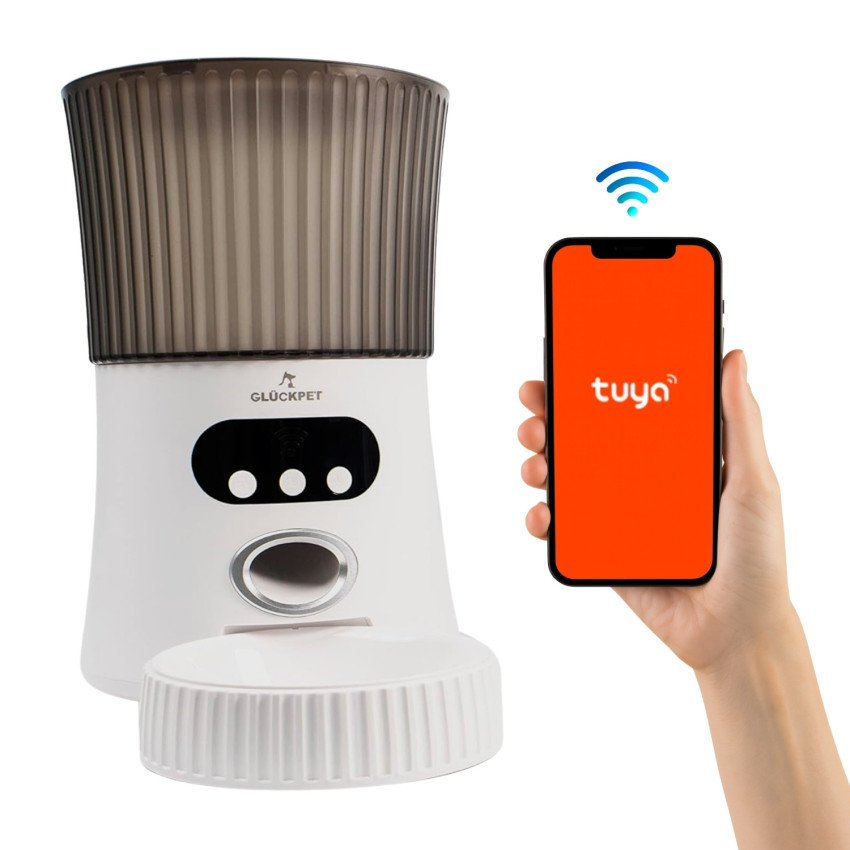 Comedero Automático para Perros y Gatos con WiFi Control por App 6L Blanco Glückpet Comederos para Perros y Gatos 1