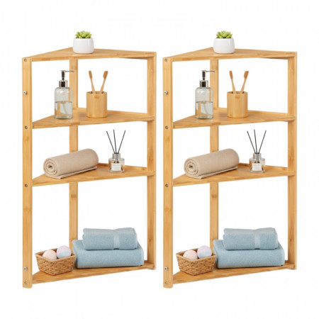 Pack 2 Estanterías Esquineras en Bambú con 3 Niveles Canoply 80x36.6x33.5cm Thinia Home Estanterías 1