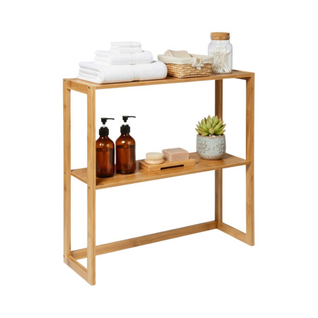 Estante modular em bambu com 2 níveis Canoply 60x57x20 cm 7house