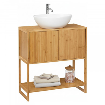 Mueble para Lavabo en Bambú con 3 Niveles Canoply 80x33.5x69.6cm Thinia Home Cómodas y Cajoneras 1