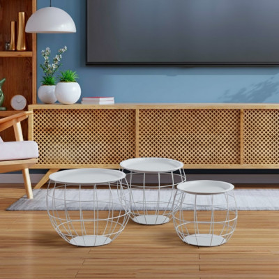 Kit 3 Mesitas de Centro Redondas Baloon Thinia Home Mesitas de Noche y Auxiliares 13