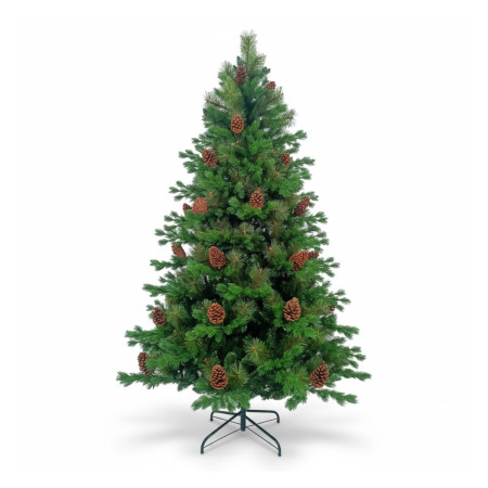 Árvore de Natal artificial verde Otawa com pinhas decorativas e base metálica Dayron