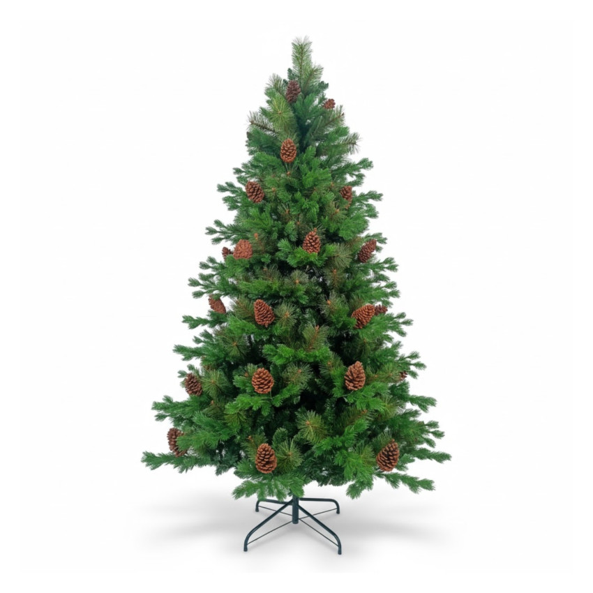 Árbol de Navidad Artificial Verde Otawa con Piñas Decorativas y Base Metálica Dayron Árboles de Navidad 1