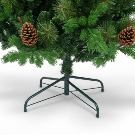 Grüner künstlicher Weihnachtsbaum „Otawa“ mit dekorativen Tannenzapfen und Metallständer Dayron