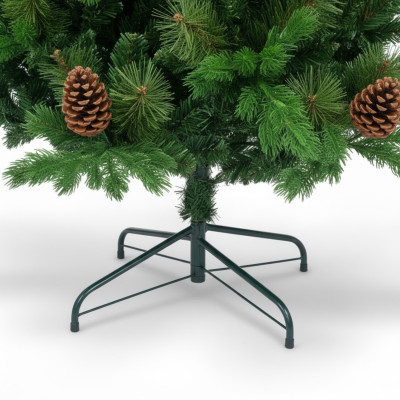 Grüner künstlicher Weihnachtsbaum „Otawa“ mit dekorativen Tannenzapfen und Metallständer Dayron