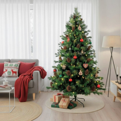 Árbol de Navidad Artificial Verde Otawa con Piñas Decorativas y Base Metálica Dayron Árboles de Navidad 10