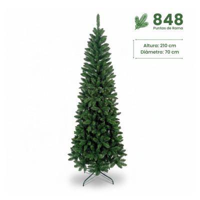 Grüner künstlicher Weihnachtsbaum „Alberta“ mit Metallfuß, 210 cm 7house