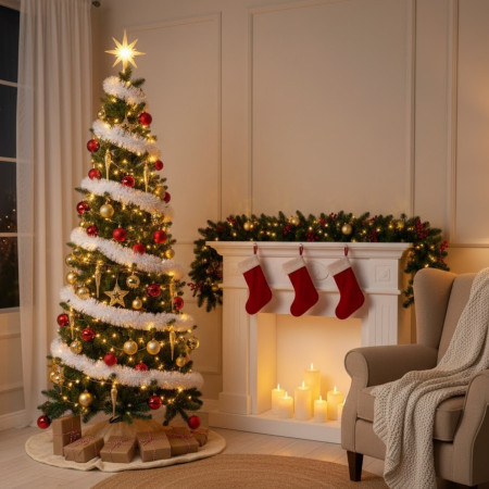 Grüner künstlicher Weihnachtsbaum „Alberta“ mit Metallfuß, 210 cm 7house