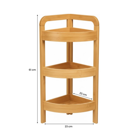 Estantería Rinconera en Bambú con 3 Niveles Canoply 61x23x23cm 7house Mesas de Comedor 5