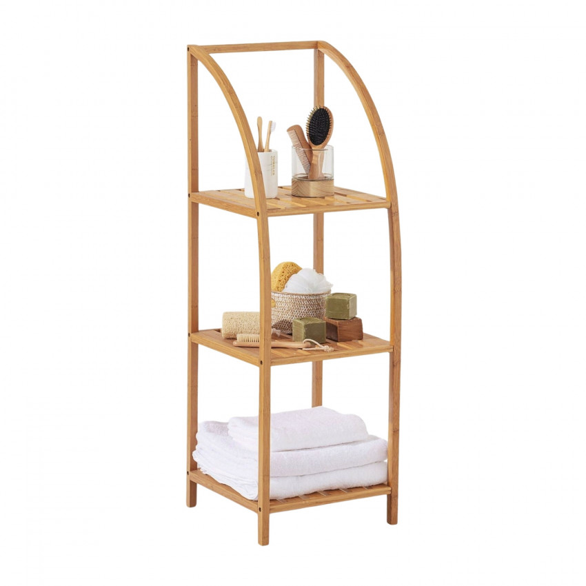 Estantería Arqueada en Bambú con 3 Niveles Canoply 110.5x37x35cm 7house Estanterías 1