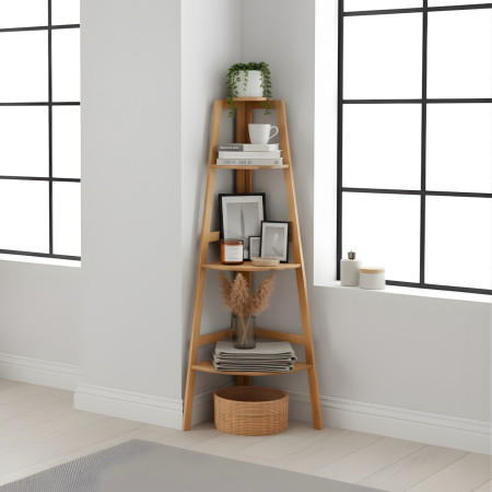 Estantería Esquinera en Bambú con 3 Niveles Canoply 103x31.9x31.9cm 7house Estanterías 6