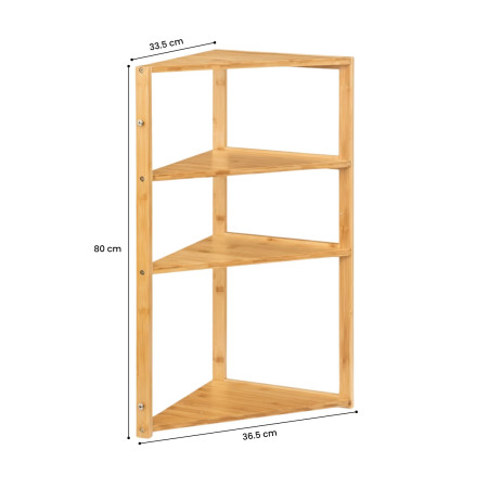 Estantería Esquinera en Bambú con 3 Niveles Canoply 80x36.5x33.5cm 7house Estanterías 4