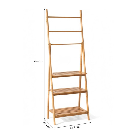 Toallero de Pie con Estantes en Bambú Canoply 152x53.2x32.4cm 7house Ordenación Baño 5