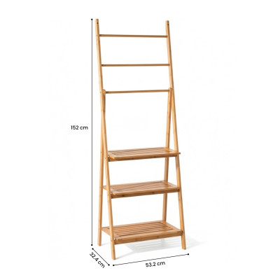 Toallero de Pie con Estantes en Bambú Canoply 152x53.2x32.4cm 7house Ordenación Baño 5