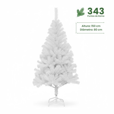 Árvore de Natal Artificial Branca Lapónia com Base Metálica, 150 cm Dayron