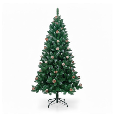 Grüner künstlicher Weihnachtsbaum „Montreal“ mit dekorativen Tannenzapfen und Metallfuß, 180 cm Dayron
