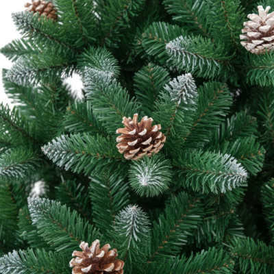 Grüner künstlicher Weihnachtsbaum „Montreal“ mit dekorativen Tannenzapfen und Metallfuß, 180 cm Dayron
