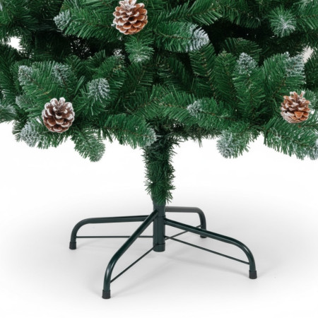 Grüner künstlicher Weihnachtsbaum „Montreal“ mit dekorativen Tannenzapfen und Metallfuß, 180 cm Dayron