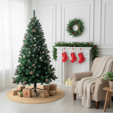Árbol de Navidad Artificial Verde Montreal con Piñas Decorativas y Base Metálica 180cm Dayron Árboles de Navidad 5