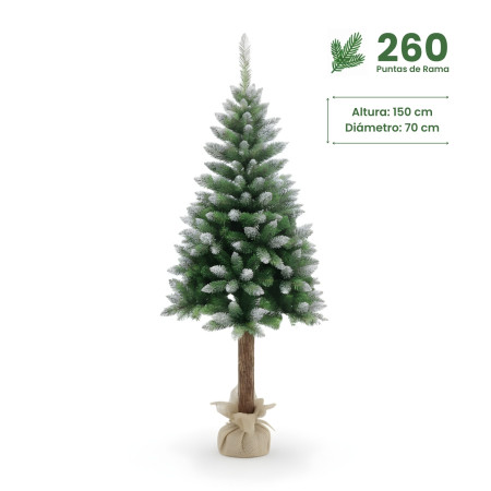 Künstlicher Weihnachtsbaum „Nevado Alpes“ mit Jute-Sockel, 150 cm Dayron