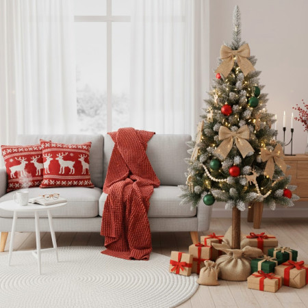 Künstlicher Weihnachtsbaum „Nevado Alpes“ mit Jute-Sockel, 150 cm Dayron