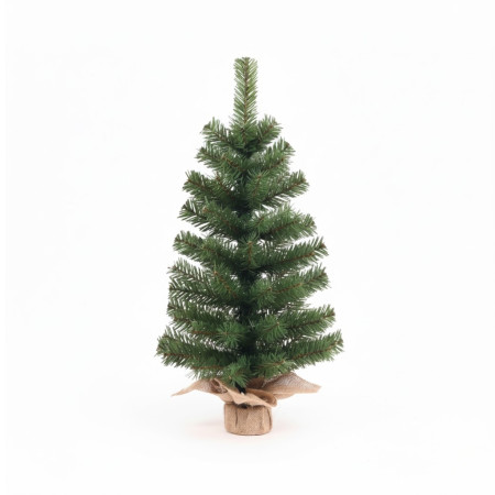 Grüner Yukon-Mini-Weihnachtsbaum mit Jute-Ständer, 60 cm Dayron