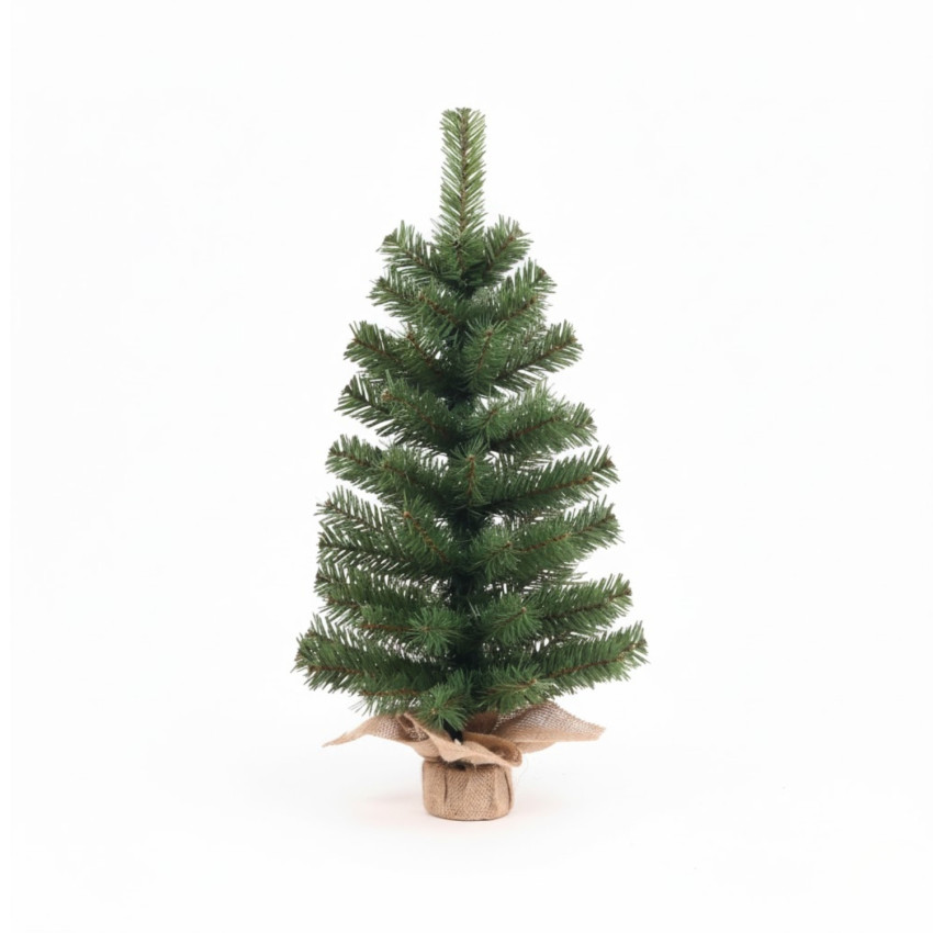 Grüner Yukon-Mini-Weihnachtsbaum mit Jute-Ständer, 60 cm Dayron