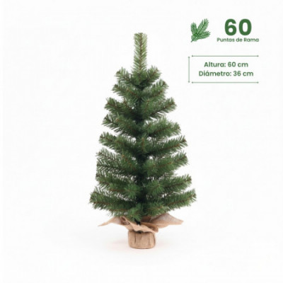 Mini Árbol de Navidad Verde Yukon con Base de Yute 60cm Dayron Árboles de Navidad 4