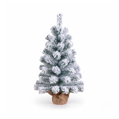Mini Árbol de Navidad Nevado Boreal con Base de Yute 60cm Dayron Árboles de Navidad 1