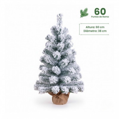 Mini Árbol de Navidad Nevado Boreal con Base de Yute 60cm Dayron Árboles de Navidad 4