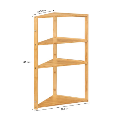 Pack 2 Estanterías Esquineras en Bambú con 3 Niveles Canoply 80x36.5x33.5cm 7house Estanterías 4