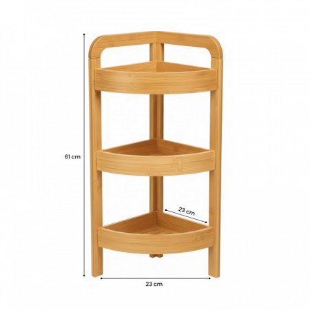 Estantería Rinconera en Bambú con 3 Niveles Canoply 61x23x23cm Thinia Home Estanterías 5