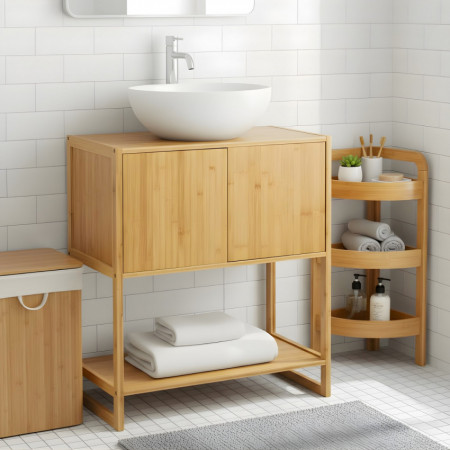 Estantería Rinconera en Bambú con 3 Niveles Canoply 61x23x23cm Thinia Home Estanterías 6