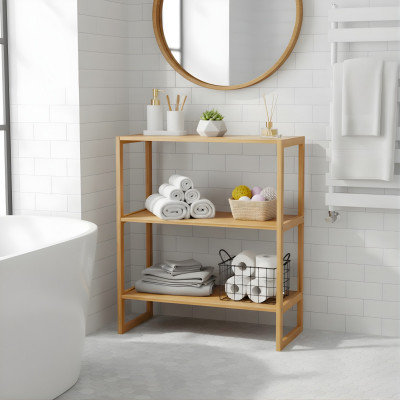 Estantería Modular en Bambú con 3 Niveles Canoply 84x69.5x33.5cm Thinia Home Estanterías 6