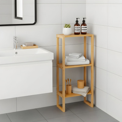Estantería Modular en Bambú con 3 Niveles Canoply 84x35x20cm Thinia Home Estanterías 5