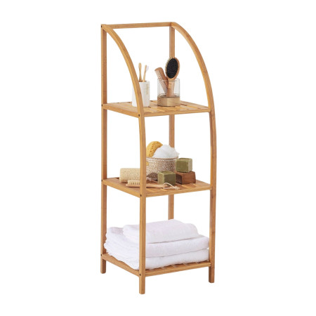 Estantería Arqueada en Bambú con 3 Niveles Canoply 110.5x37x35cm Thinia Home Estanterías 1