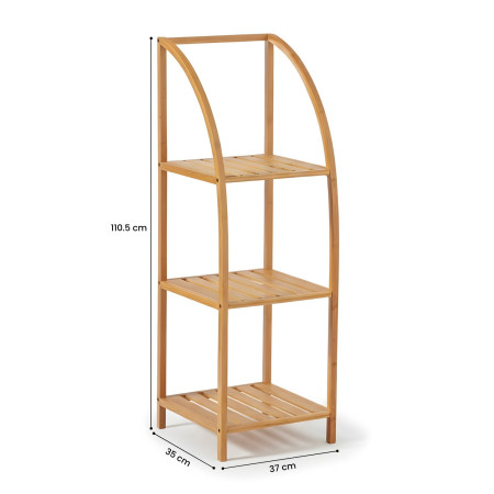 Estantería Arqueada en Bambú con 3 Niveles Canoply 110.5x37x35cm Thinia Home Estanterías 5
