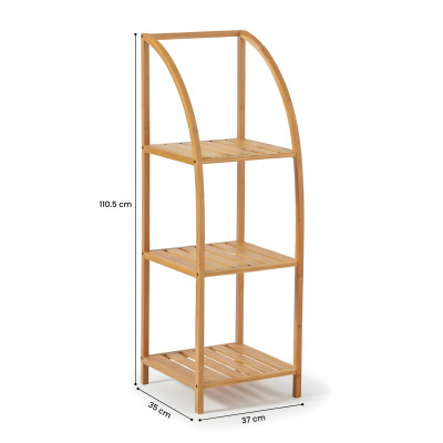 Estantería Arqueada en Bambú con 3 Niveles Canoply 110.5x37x35cm Thinia Home Estanterías 5