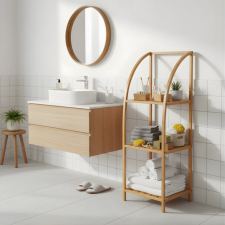 Estantería Arqueada en Bambú con 3 Niveles Canoply 110.5x37x35cm Thinia Home Estanterías 6