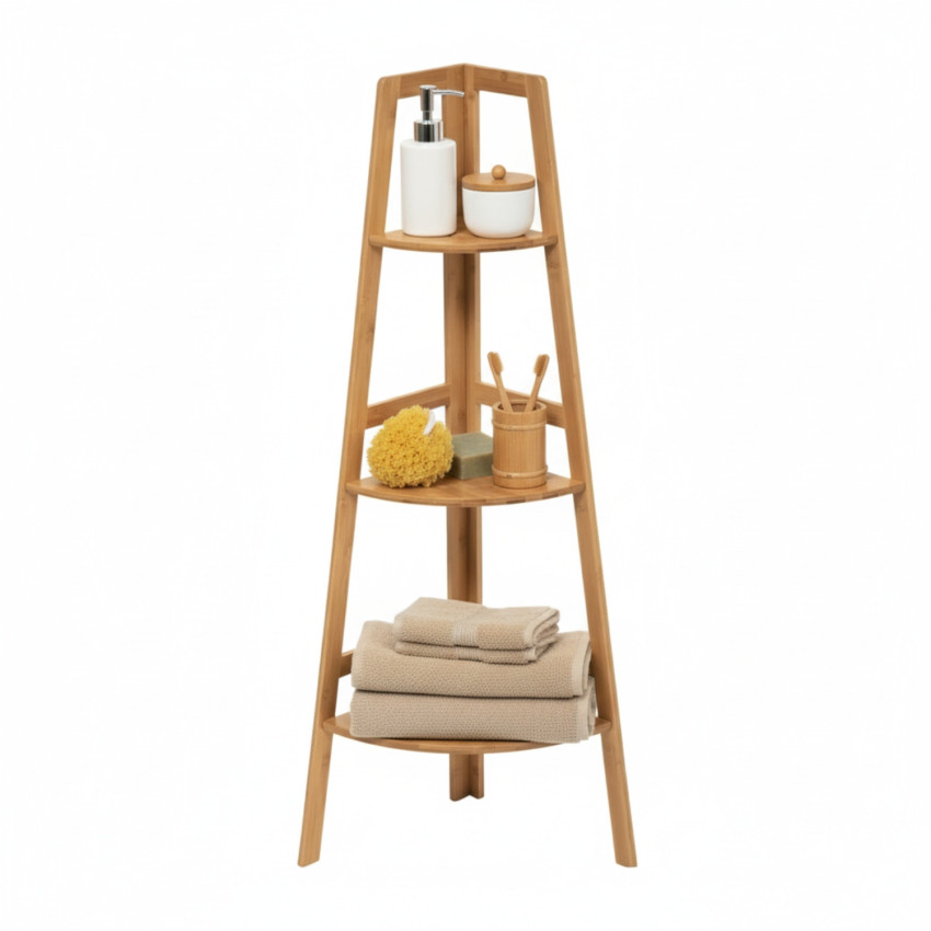 Estantería Esquinera en Bambú con 3 Niveles Canoply 103x31.9x31.9cm Thinia Home Estanterías 1