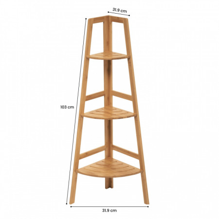 Estantería Esquinera en Bambú con 3 Niveles Canoply 103x31.9x31.9cm Thinia Home Estanterías 4