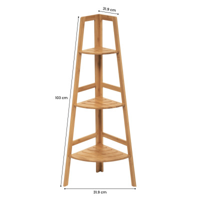 Estantería Esquinera en Bambú con 3 Niveles Canoply 103x31.9x31.9cm Thinia Home Estanterías 4