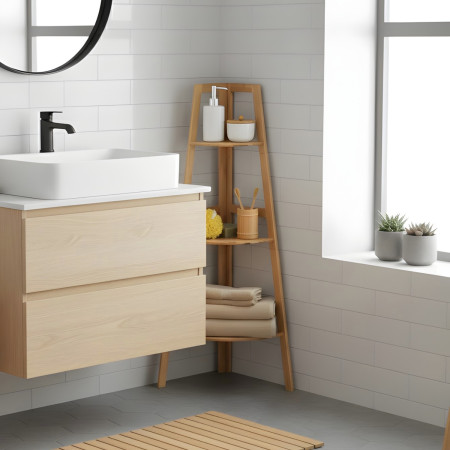 Estantería Esquinera en Bambú con 3 Niveles Canoply 103x31.9x31.9cm Thinia Home Estanterías 5