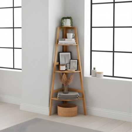 Estantería Esquinera en Bambú con 3 Niveles Canoply 103x31.9x31.9cm Thinia Home Estanterías 6