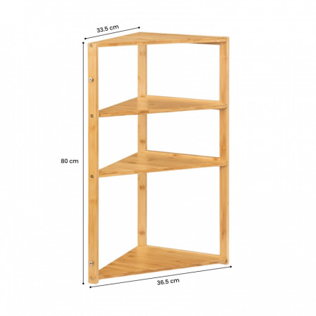 Estantería Esquinera en Bambú con 3 Niveles Canoply 80x36.5x33.5cm Thinia Home Estanterías 4